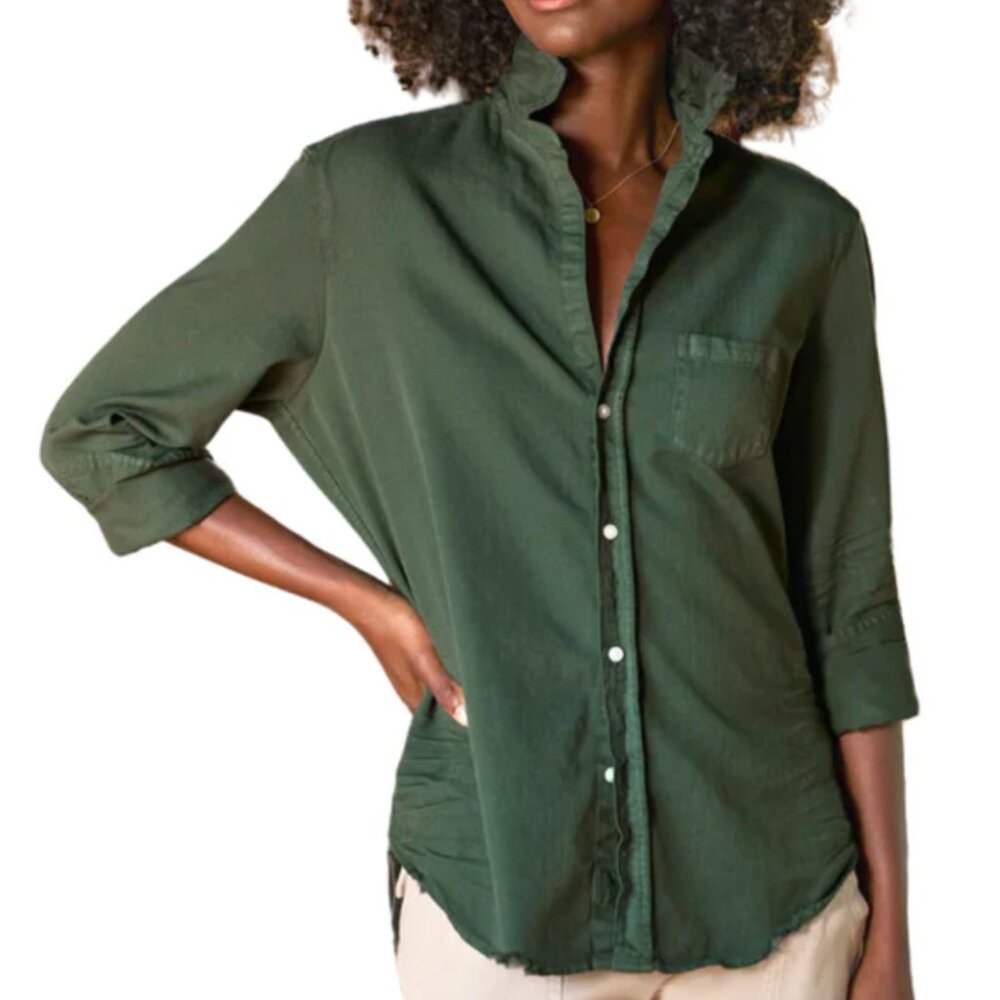Frank and Eileen Barry Tailored Button-Up Shirt in Denim Vintage Green - Medium